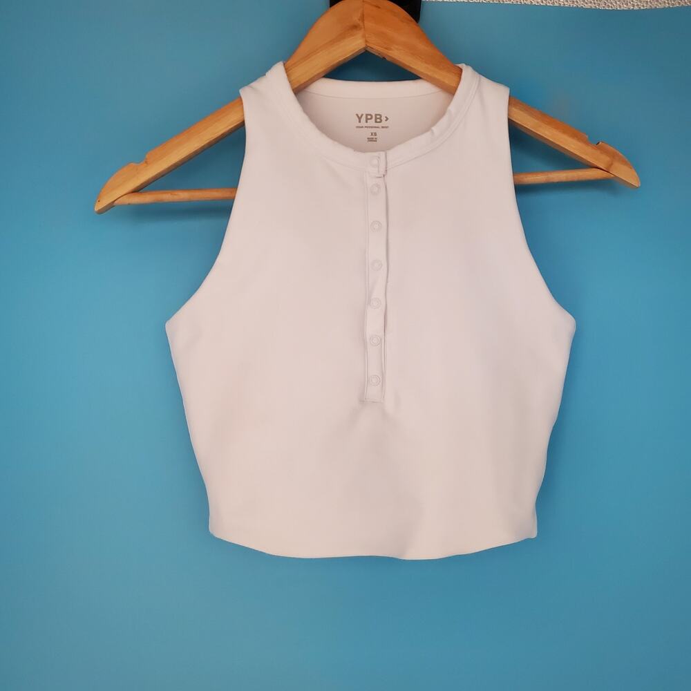 YPB Tank Size XS Sleeveless Cropped White Stretch